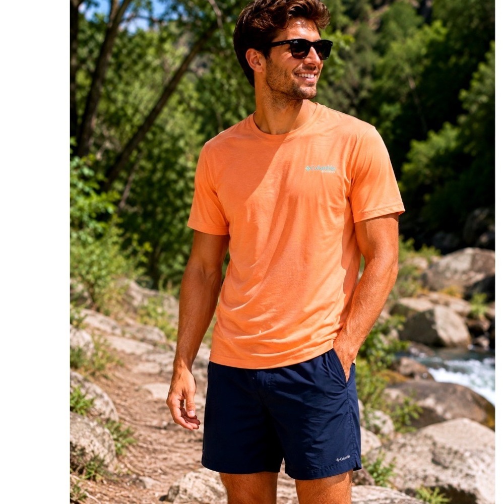Columbia‎ PFG Mens Omni-Wick T-Shirt Orange Fishing Graphic Tee XL NEW